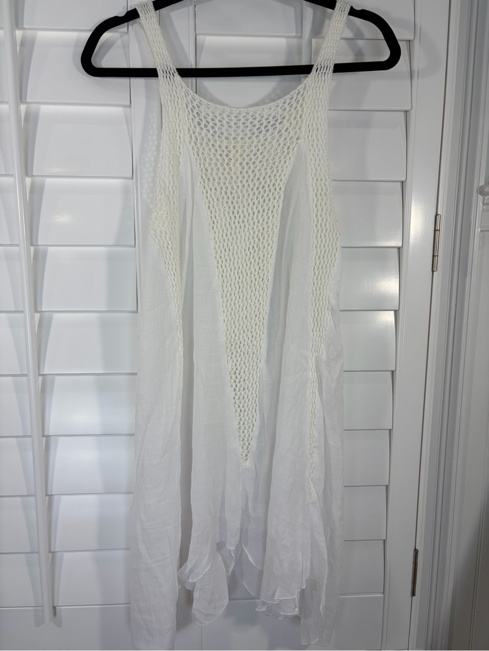 Elan White Crochet-Front Swim Coverup Dress (M) - Picture 3 of 6